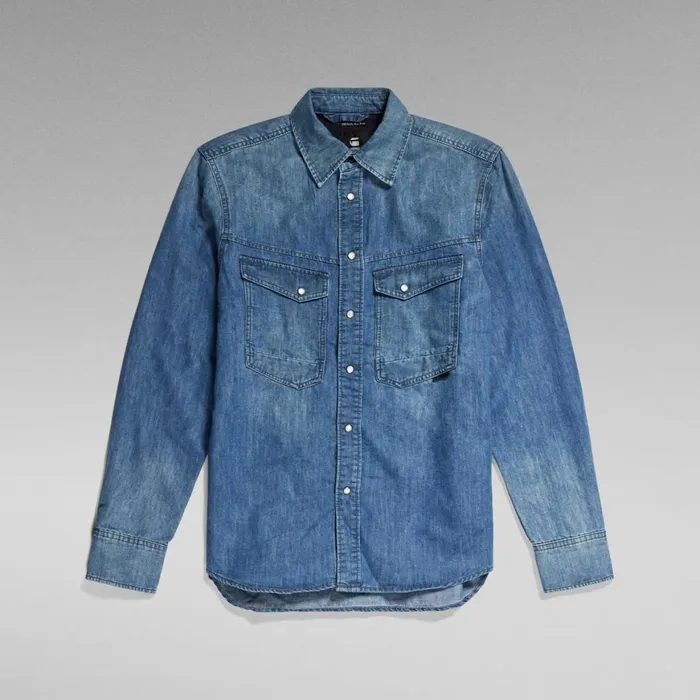 Shirts Men GStar RAW Unisex Premium Dakota Regular Shirt Evergreen Faded Cadet Blue