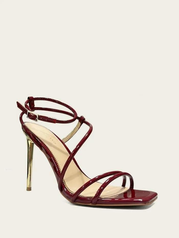 Shoes Women Marciano Strappy Cord Heeled Sandal Dark Jam Red