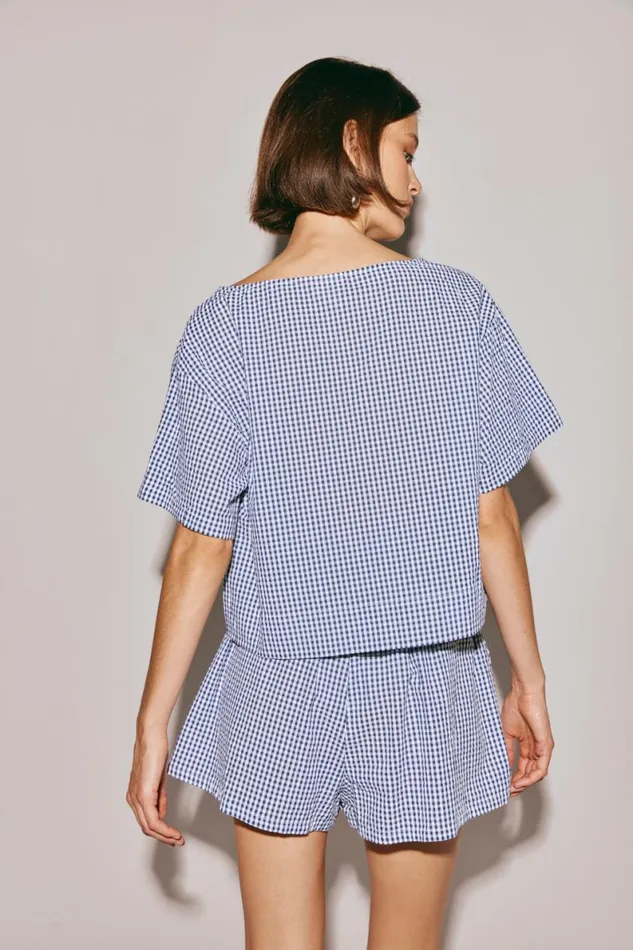Short Sleeve Women VRG GRL The Sea and I Smock Top Navy Short Sleeve Women VRG GRL The Sea and I Smock Top Navy