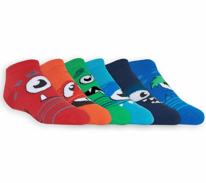 Skechers 6 Pack Low Cut Monster Socks Red Multi WomenMenKids Socks