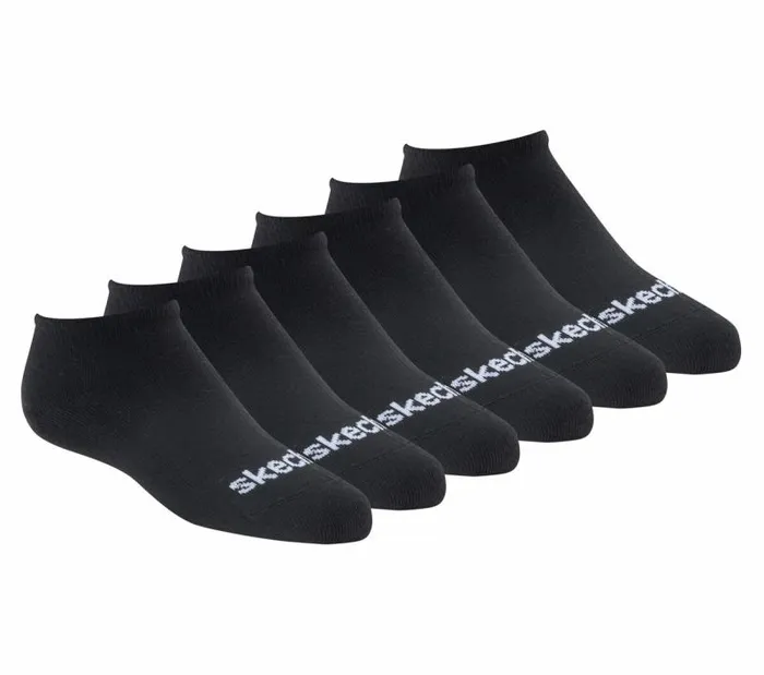 Skechers 6 Pack No Show Cotton Socks Black WomenMenKids Socks