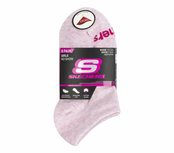 Skechers 6 Pack No Show Cotton Socks Pink WomenMenKids Socks Skechers 6 Pack No Show Cotton Socks Pink WomenMenKids Socks