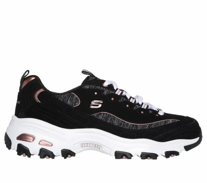 Skechers D039Lites 8211 Me Time Black Rose Gold Women Athletic Sneakers