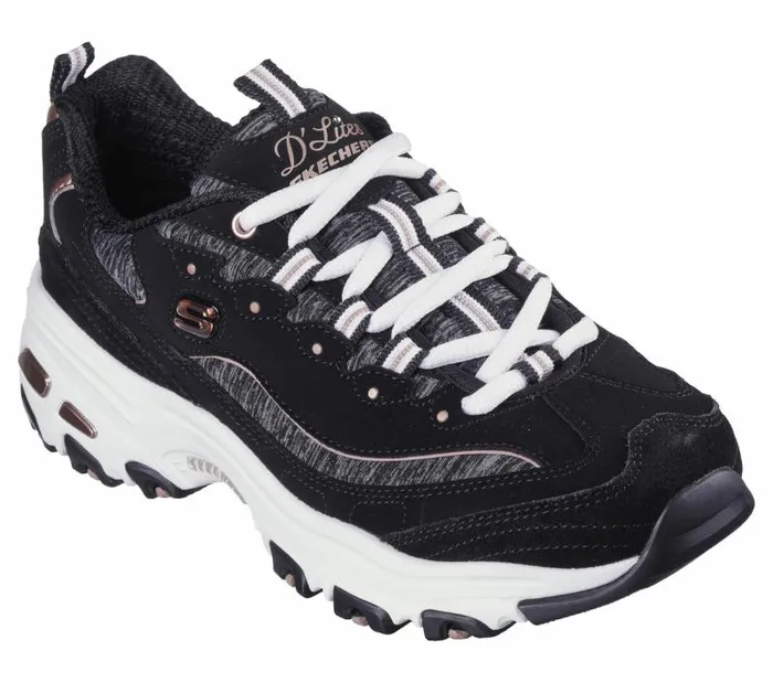 Skechers D039Lites 8211 Me Time Black Rose Gold Women Athletic Sneakers Skechers D039Lites 8211 Me Time Black Rose Gold Women Athletic Sneakers