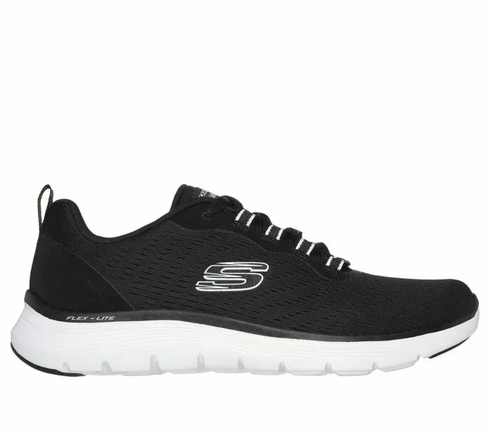Skechers Flex Appeal 50 Black White Women Athletic Sneakers