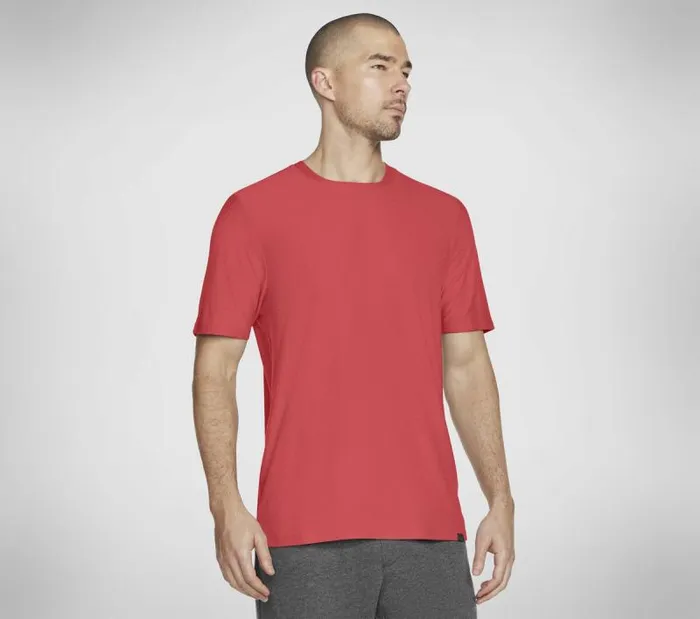 Skechers GO DRI All Day Tee Gunmetal Red Men Tops Skechers GO DRI All Day Tee Gunmetal Red Men Tops
