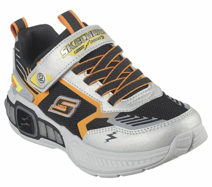 Skechers SLights Light Storm 30 Silver Black Kids Athletic Shoes and Sneakers Skechers SLights Light Storm 30 Silver Black Kids Athletic Shoes and Sneakers