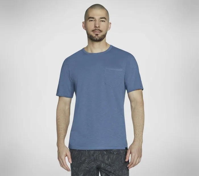 Skechers SKECHBREEZE Slub Pocket Tee Blue Gray Men Tops