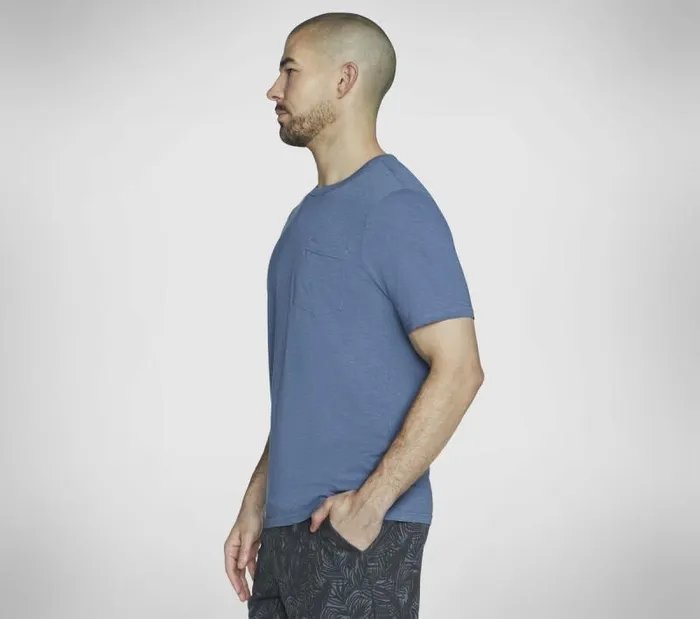 Skechers SKECHBREEZE Slub Pocket Tee Blue Gray Men Tops Skechers SKECHBREEZE Slub Pocket Tee Blue Gray Men Tops