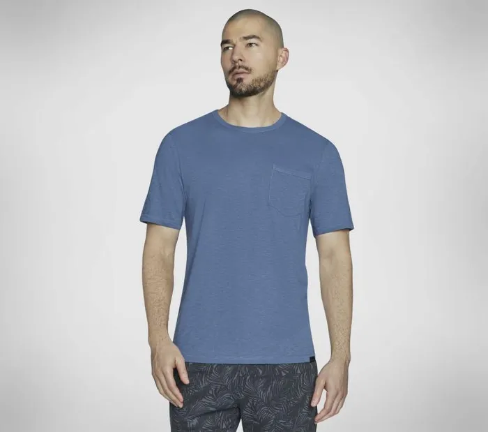 Skechers SKECHBREEZE Slub Pocket Tee Blue Gray Men Tops Skechers SKECHBREEZE Slub Pocket Tee Blue Gray Men Tops
