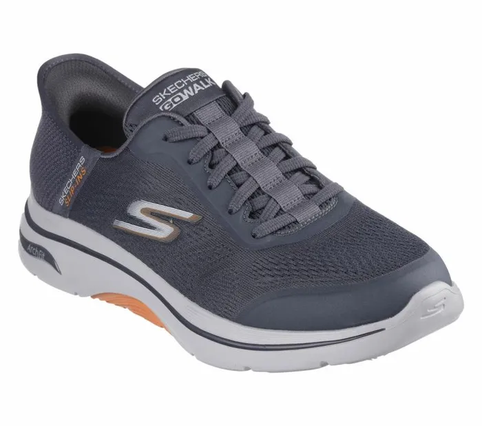 Skechers Skechers Slipins Arch Fit 20 8211 Simplicity 2 Charcoal Orange Men Athletic Sneakers