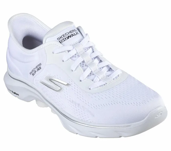 Skechers Skechers Slipins GO WALK 7 8211 Valin White Black Women Athletic Sneakers