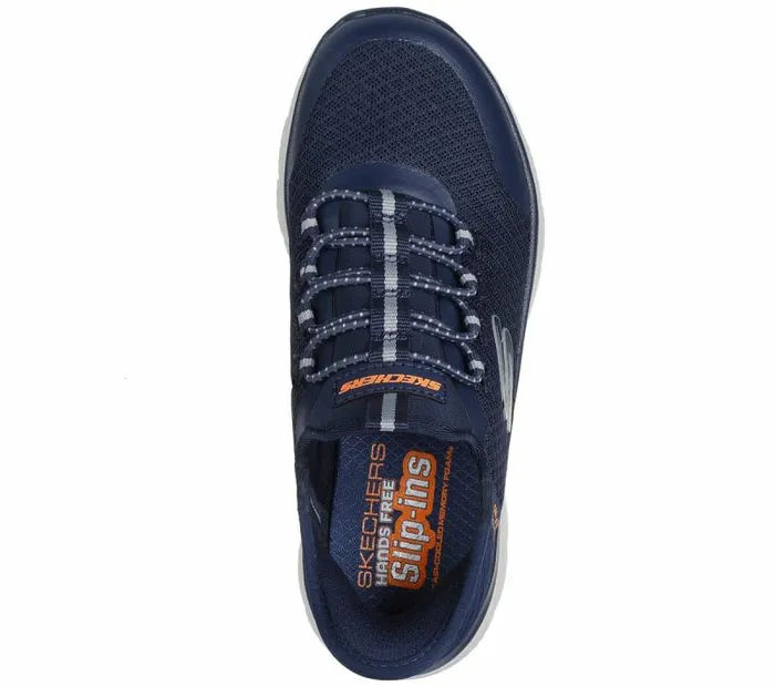 Skechers Skechers Slipins Summits 8211 High Range Navy Orange Kids Athletic Shoes and Sneakers