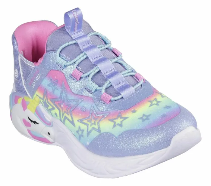 Skechers Skechers Slipins Unicorn Dreams 8211 Starry Lite Lavender Multi Kids Athletic Shoes and Sneakers