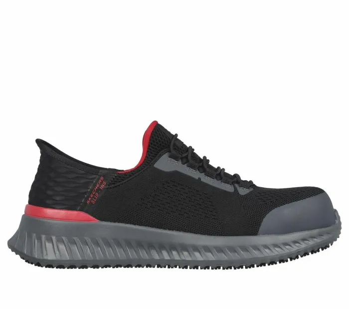 Skechers Skechers Slipins Work Tilido 8211 Fletchit CT Black Red Men Hands Free Slipins
