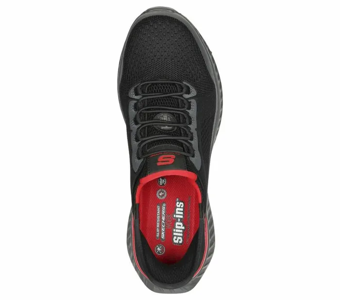 Skechers Skechers Slipins Work Tilido 8211 Fletchit CT Black Red Men Hands Free Slipins