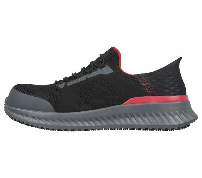 Skechers Skechers Slipins Work Tilido 8211 Fletchit CT Black Red Men Hands Free Slipins