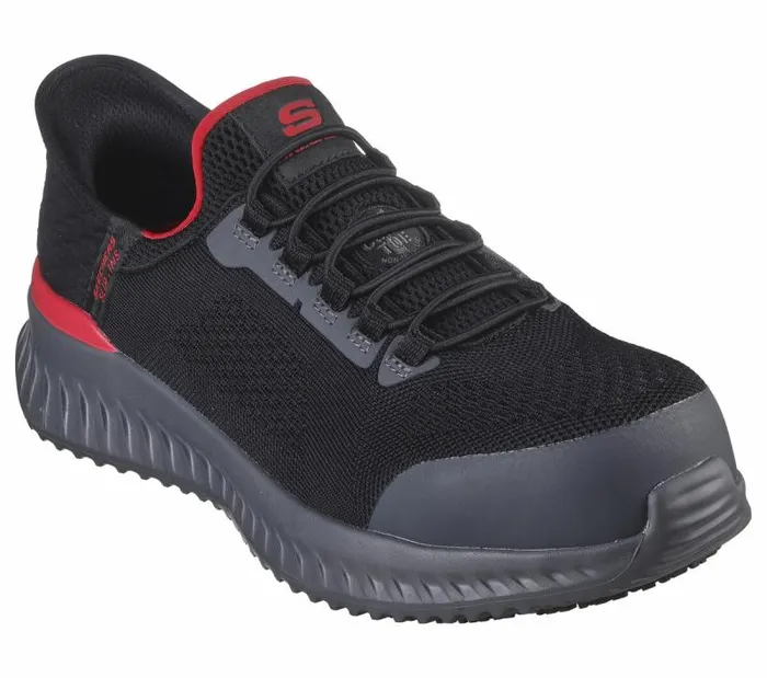 Skechers Skechers Slipins Work Tilido 8211 Fletchit CT Black Red Men Hands Free Slipins