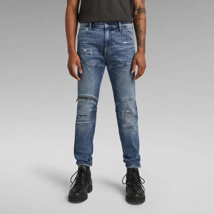 Skinny Men GStar RAW 5620 3D Zip Knee Skinny Jeans Faded Cascade Restored