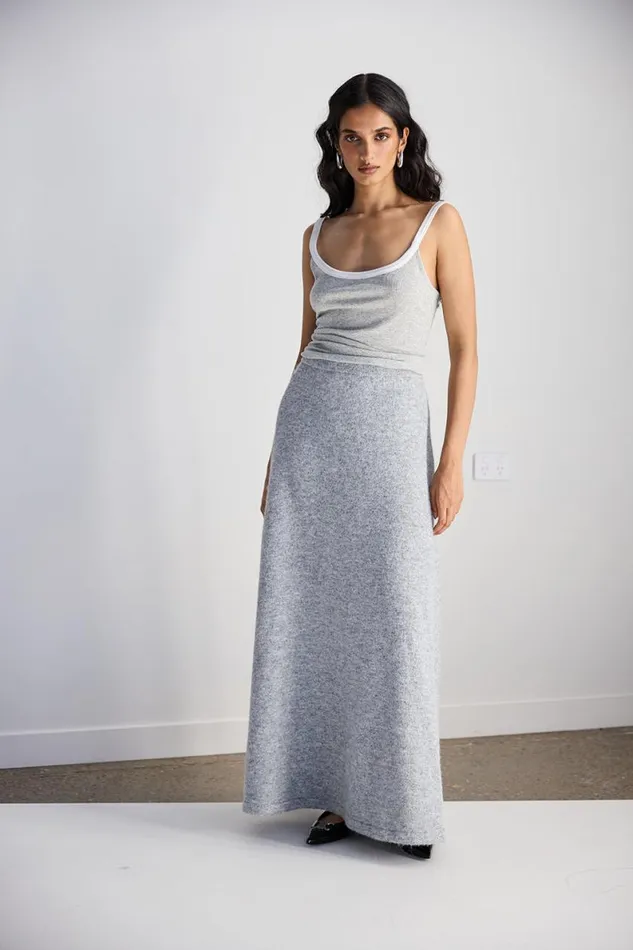 Skirts Women VRG GRL Lya Knit Maxi Skirt Grey Marle Skirts Women VRG GRL Lya Knit Maxi Skirt Grey Marle