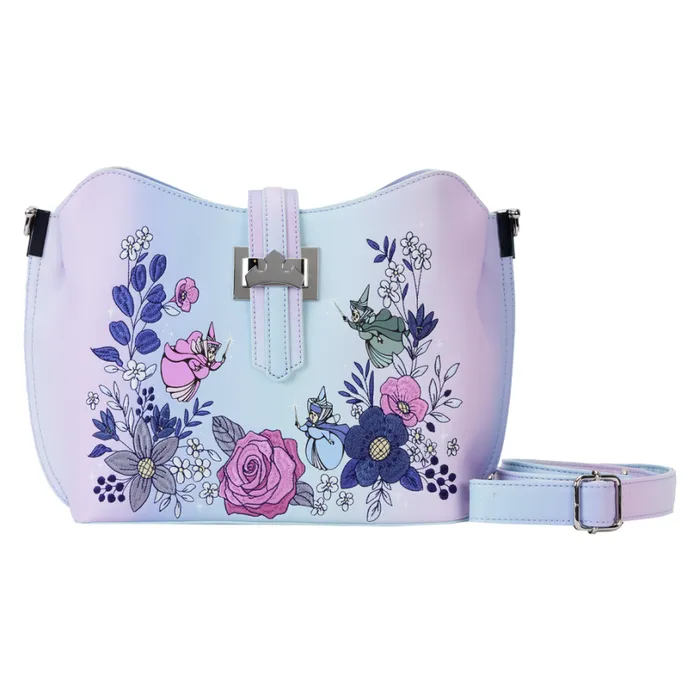 Sleeping Beauty 65th Anniversary Floral Ombre Crossbody Bag Unisex Loungefly Crossbody Bags Sleeping Beauty 65th Anniversary Floral Ombre Crossbody Bag Unisex Loungefly Crossbody Bags