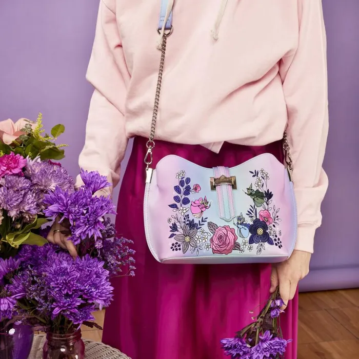 Sleeping Beauty 65th Anniversary Floral Ombre Crossbody Bag Unisex Loungefly Crossbody Bags Sleeping Beauty 65th Anniversary Floral Ombre Crossbody Bag Unisex Loungefly Crossbody Bags