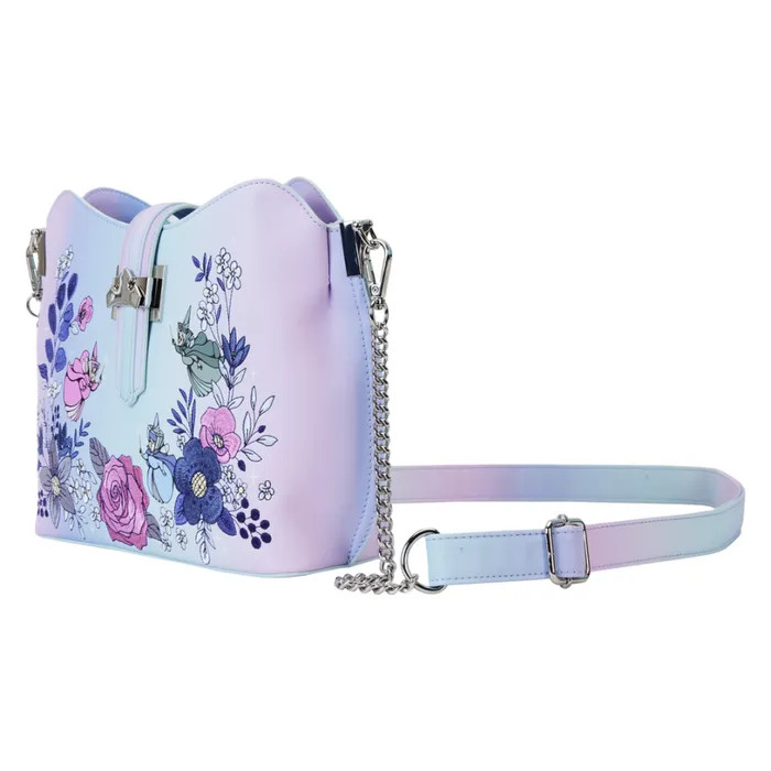 Sleeping Beauty 65th Anniversary Floral Ombre Crossbody Bag Unisex Loungefly Crossbody Bags Sleeping Beauty 65th Anniversary Floral Ombre Crossbody Bag Unisex Loungefly Crossbody Bags