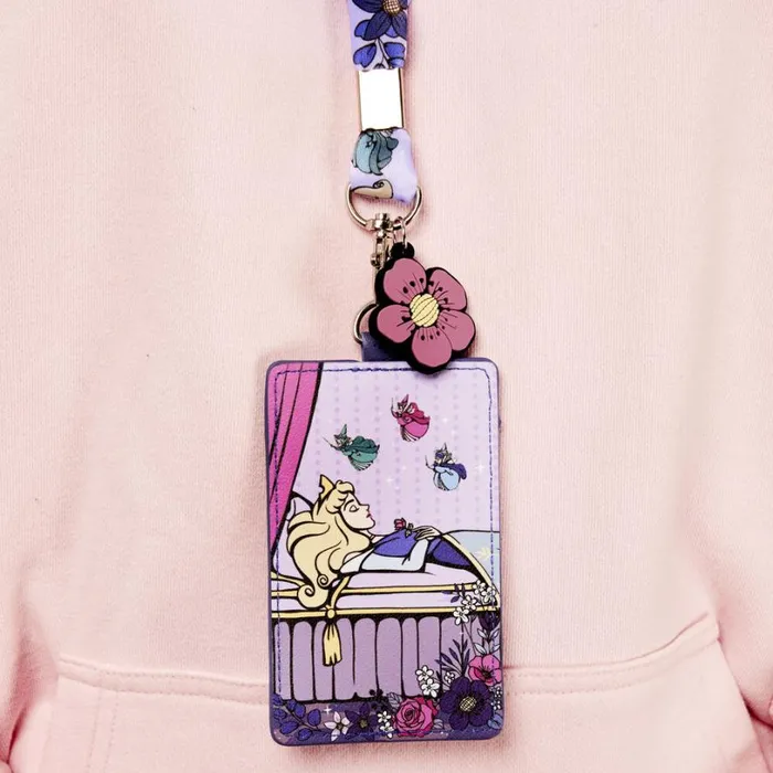 Sleeping Beauty 65th Anniversary Floral Scene Lanyard With Card Holder Unisex Loungefly Small Accessories Sleeping Beauty 65th Anniversary Floral Scene Lanyard With Card Holder Unisex Loungefly Small Accessories
