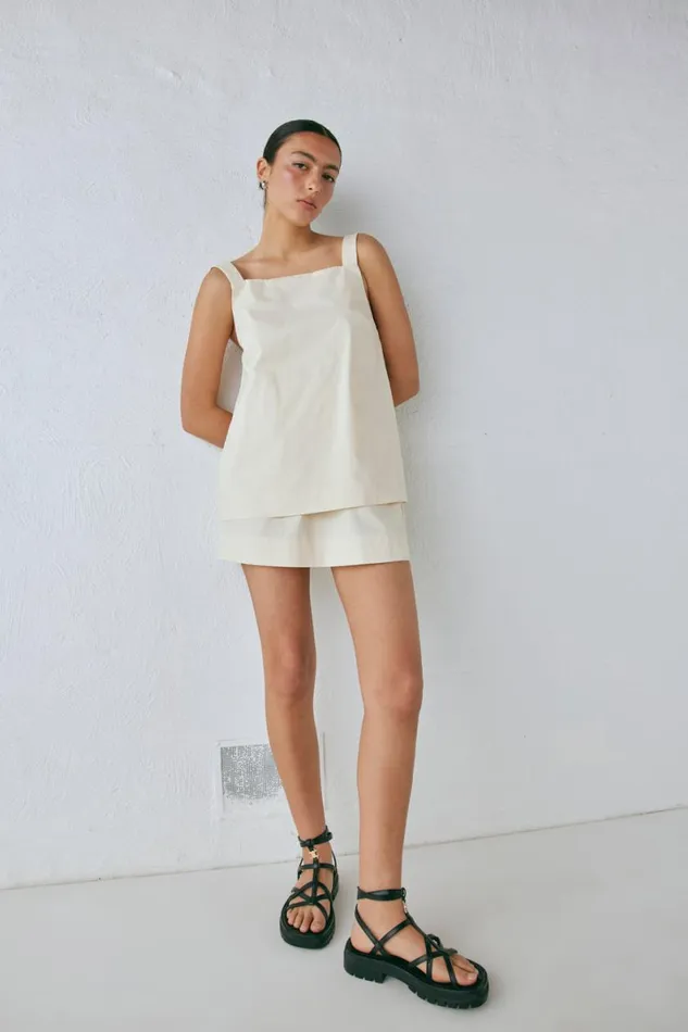 Sleeveless Women VRG GRL Elka Top Cream Sleeveless Women VRG GRL Elka Top Cream