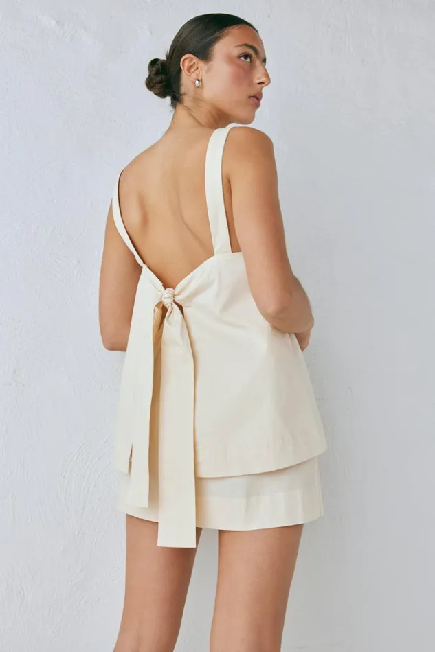 Sleeveless Women VRG GRL Elka Top Cream Sleeveless Women VRG GRL Elka Top Cream