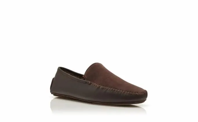 Slippers Men Manolo Blahnik MAYFAIRBrown Nappa Leather And Suede Driving Shoes Slippers Men Manolo Blahnik MAYFAIRBrown Nappa Leather And Suede Driving Shoes