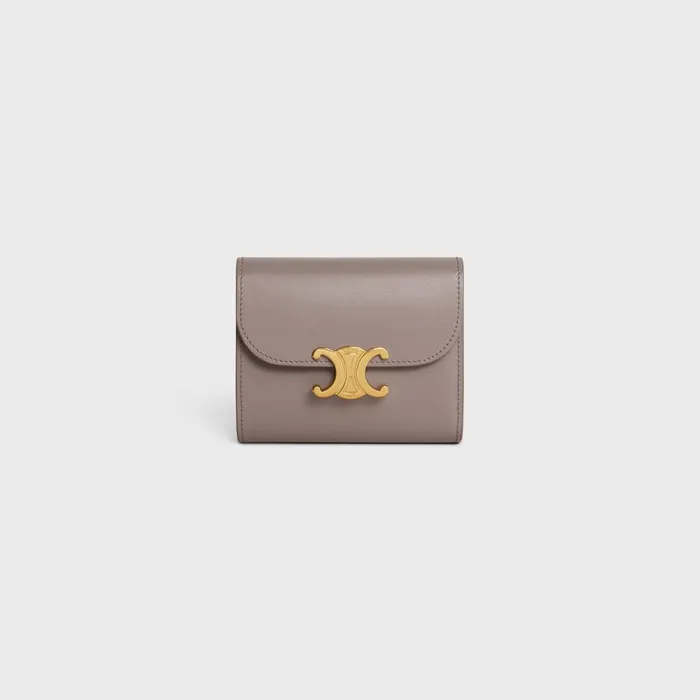 Small Wallet Triomphe In Shiny Calfskin Pebble Women CELINE WALLETS