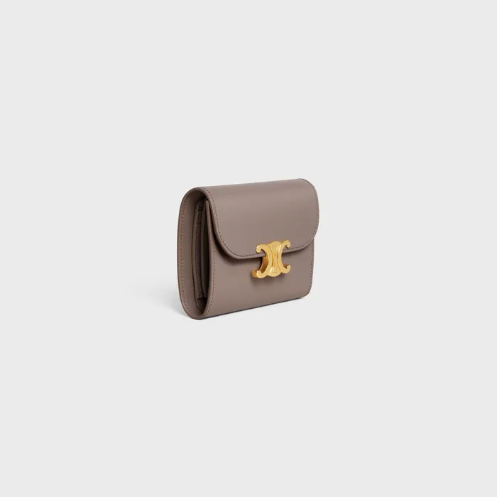 Small Wallet Triomphe In Shiny Calfskin Pebble Women CELINE WALLETS Small Wallet Triomphe In Shiny Calfskin Pebble Women CELINE WALLETS