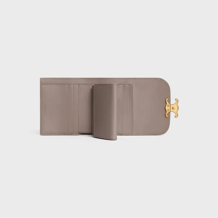 Small Wallet Triomphe In Shiny Calfskin Pebble Women CELINE WALLETS Small Wallet Triomphe In Shiny Calfskin Pebble Women CELINE WALLETS
