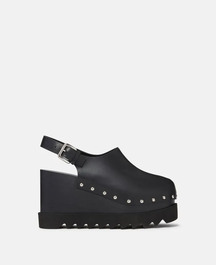 Stella McCartney Elyse Slingback Platform Clogs Black Women Wedges