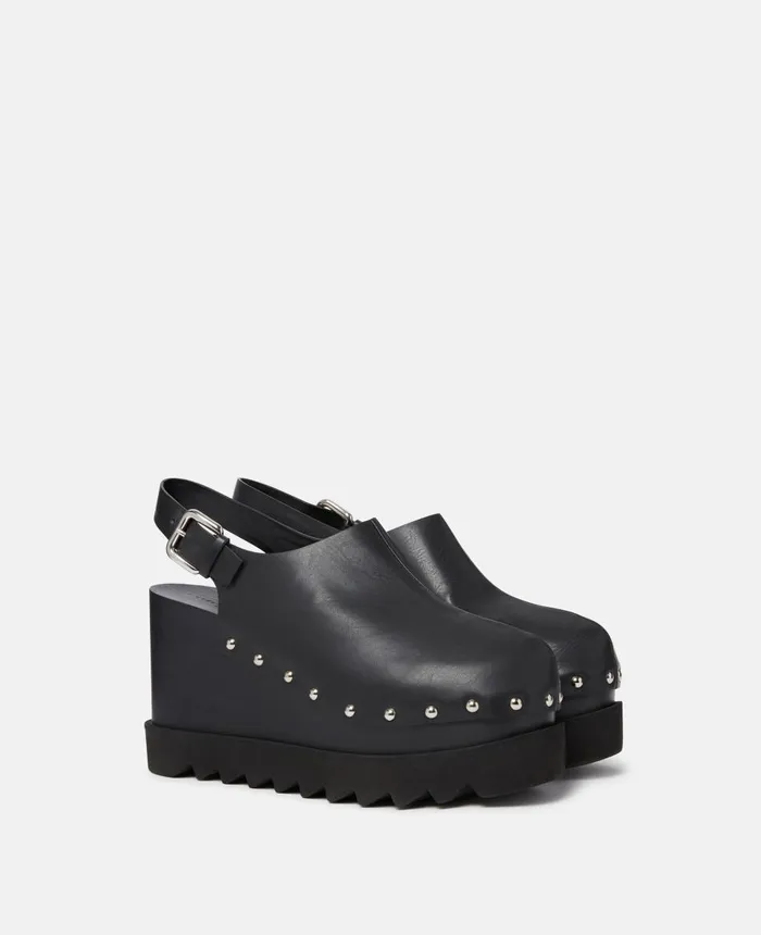 Stella McCartney Elyse Slingback Platform Clogs Black Women Wedges