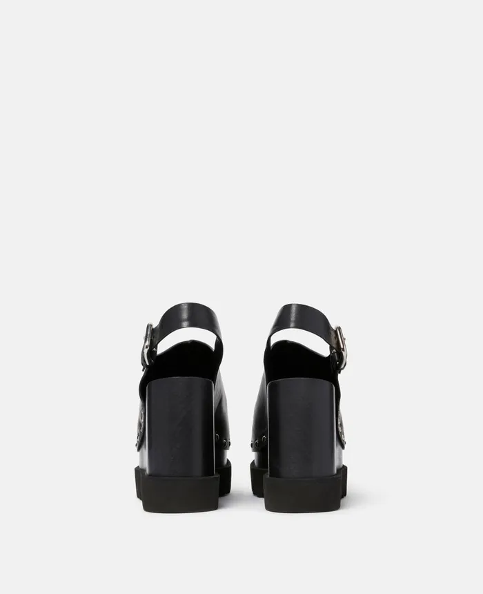 Stella McCartney Elyse Slingback Platform Clogs Black Women Wedges