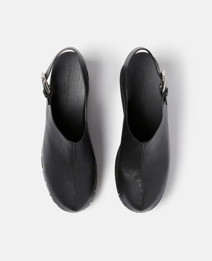 Stella McCartney Elyse Slingback Platform Clogs Black Women Wedges