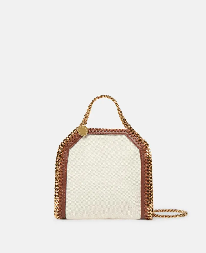 Stella McCartney Falabella Cotton Canvas Tiny Tote Bag Ecru Women Mini Bags And Clutches