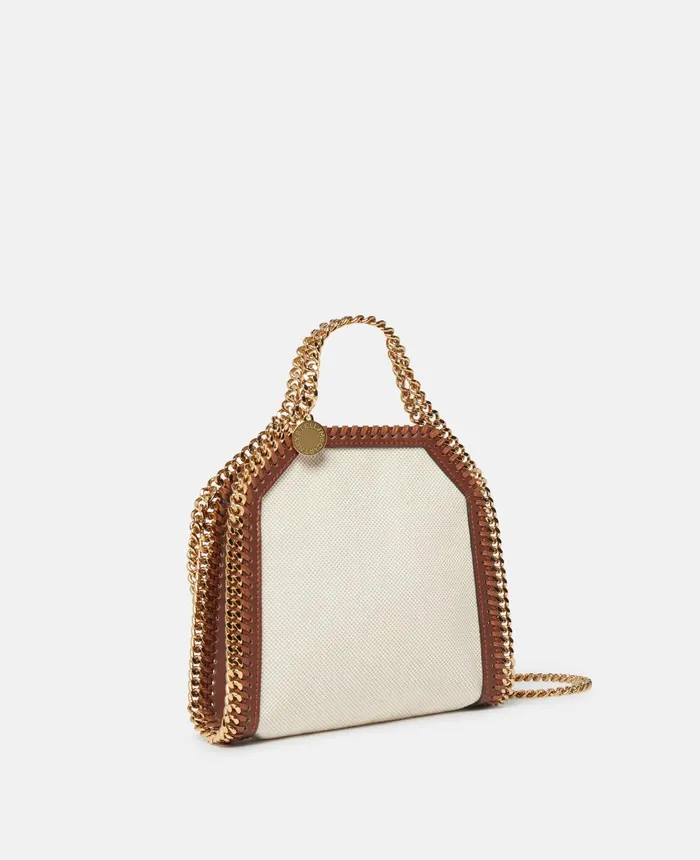 Stella McCartney Falabella Cotton Canvas Tiny Tote Bag Ecru Women Mini Bags And Clutches Stella McCartney Falabella Cotton Canvas Tiny Tote Bag Ecru Women Mini Bags And Clutches