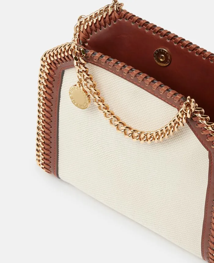 Stella McCartney Falabella Cotton Canvas Tiny Tote Bag Ecru Women Mini Bags And Clutches Stella McCartney Falabella Cotton Canvas Tiny Tote Bag Ecru Women Mini Bags And Clutches