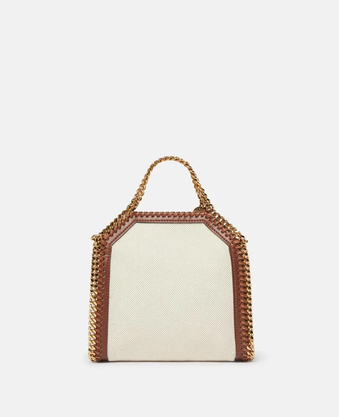 Stella McCartney Falabella Cotton Canvas Tiny Tote Bag Ecru Women Mini Bags And Clutches Stella McCartney Falabella Cotton Canvas Tiny Tote Bag Ecru Women Mini Bags And Clutches