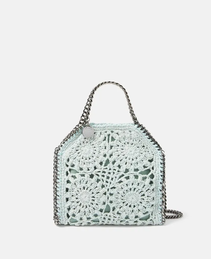 Stella McCartney Falabella Cotton Crochet Tiny Tote Bag Light Mint Women Mini Bags And Clutches Stella McCartney Falabella Cotton Crochet Tiny Tote Bag Light Mint Women Mini Bags And Clutches