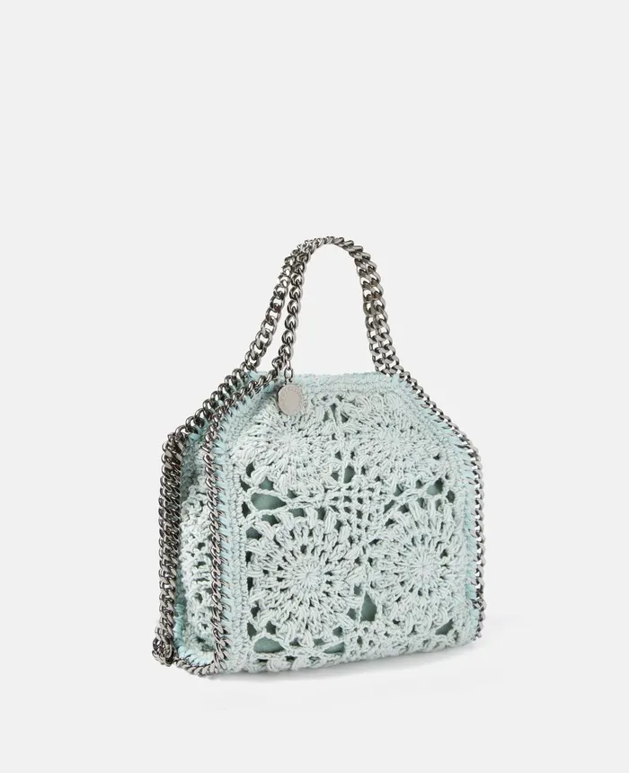 Stella McCartney Falabella Cotton Crochet Tiny Tote Bag Light Mint Women Mini Bags And Clutches Stella McCartney Falabella Cotton Crochet Tiny Tote Bag Light Mint Women Mini Bags And Clutches