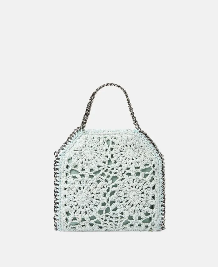 Stella McCartney Falabella Cotton Crochet Tiny Tote Bag Light Mint Women Mini Bags And Clutches Stella McCartney Falabella Cotton Crochet Tiny Tote Bag Light Mint Women Mini Bags And Clutches