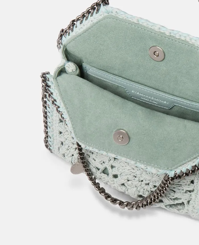 Stella McCartney Falabella Cotton Crochet Tiny Tote Bag Light Mint Women Mini Bags And Clutches Stella McCartney Falabella Cotton Crochet Tiny Tote Bag Light Mint Women Mini Bags And Clutches