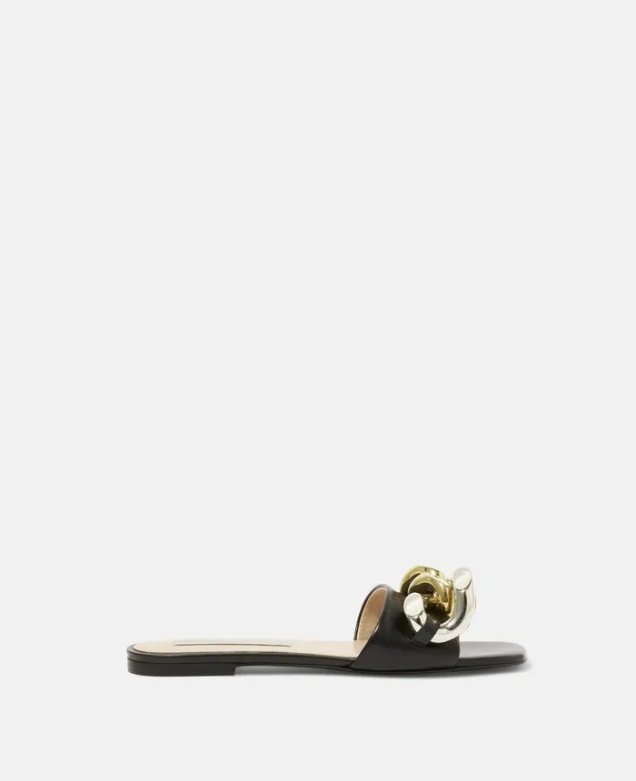 Stella McCartney Falabella Flat Slides Black Women Flats