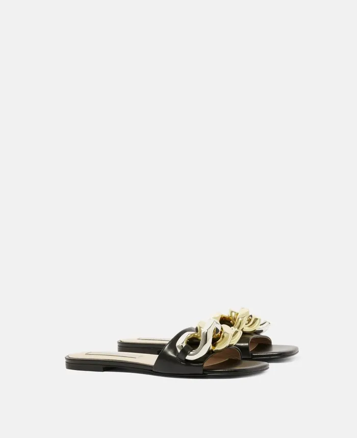 Stella McCartney Falabella Flat Slides Black Women Flats