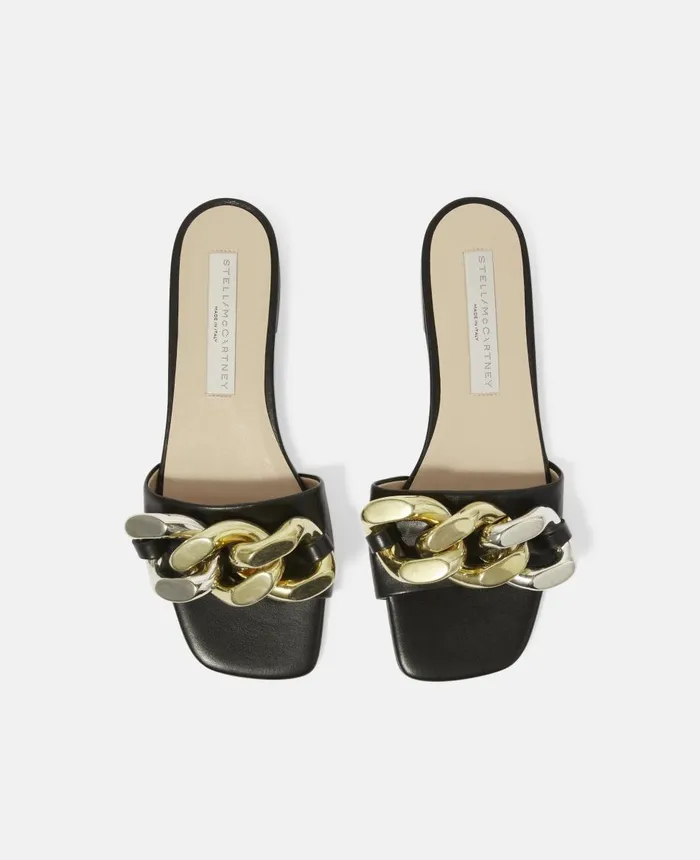 Stella McCartney Falabella Flat Slides Black Women Flats