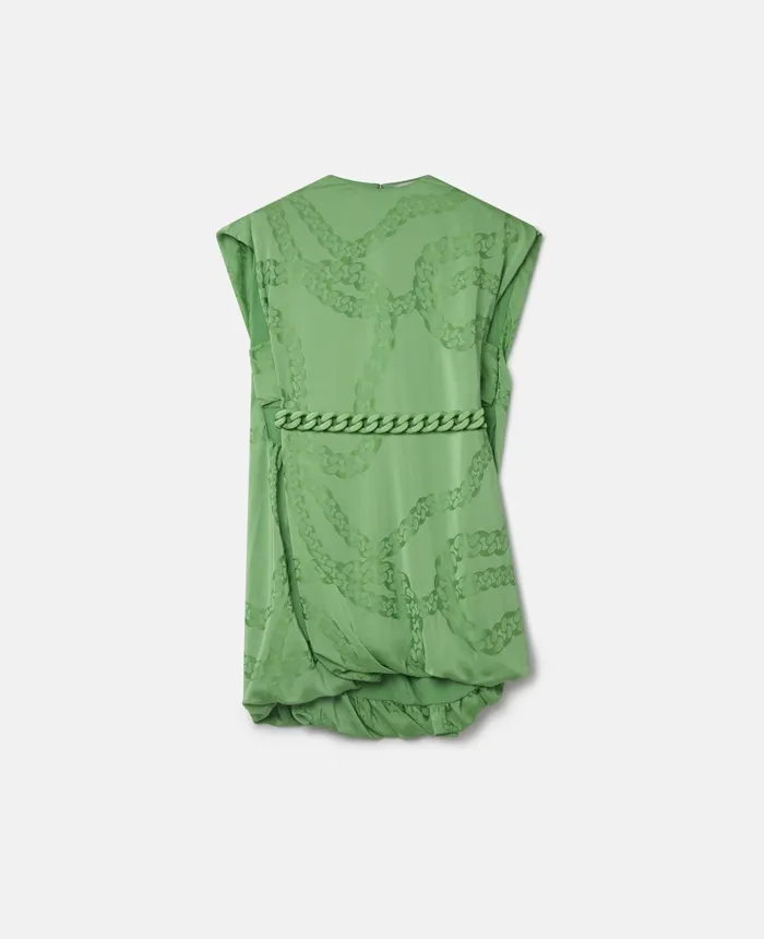 Stella McCartney Falabella Print Silk Jacquard Mini Dress Bright Green Women Dresses Stella McCartney Falabella Print Silk Jacquard Mini Dress Bright Green Women Dresses